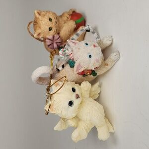 Angel kitty and 2 holiday kitties Ornaments